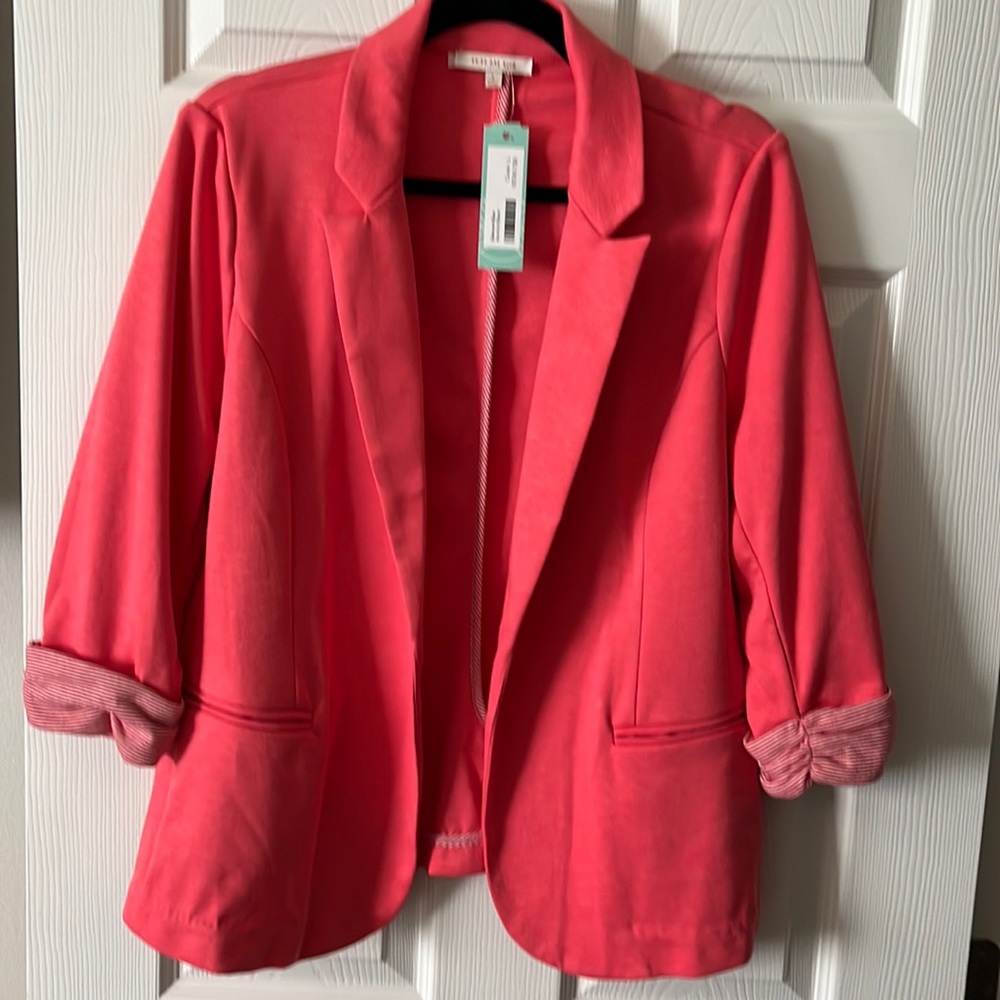 Skies are Blue Knit Coral Blazer